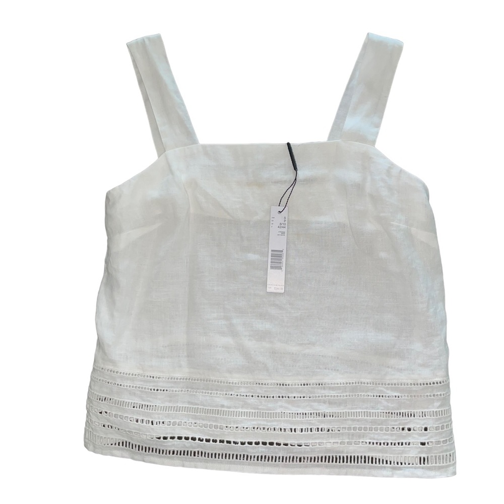NWT Elie Tahari Org $290 White 100% Linen Tank Size Small